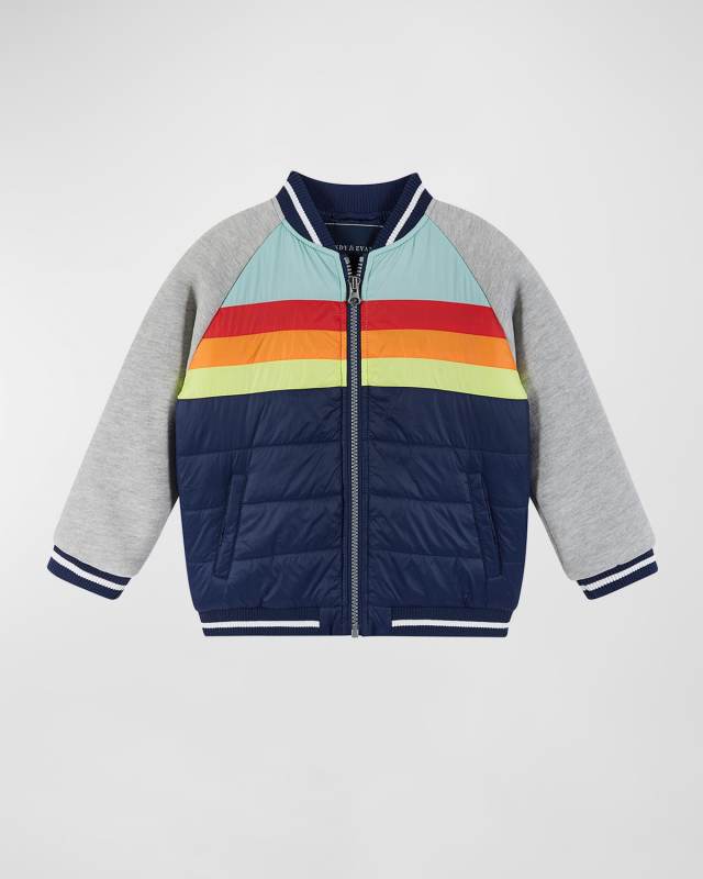 Girl's Striped Combo Bomber Jacket, Size 2T-8